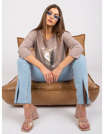 Női pamut blúz CHICAGO sötét bézs színű