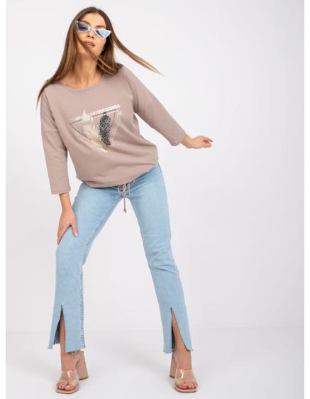 Női pamut blúz CHICAGO sötét bézs színű