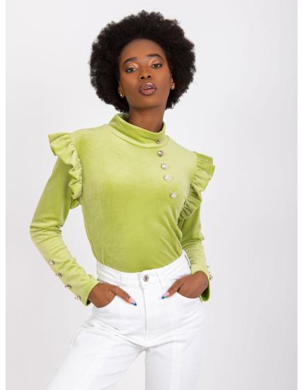 Női blúz fodrokkal a vállakon CAPRI világoszöld