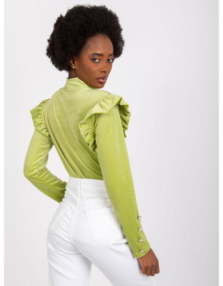 Női blúz fodrokkal a vállakon CAPRI világoszöld