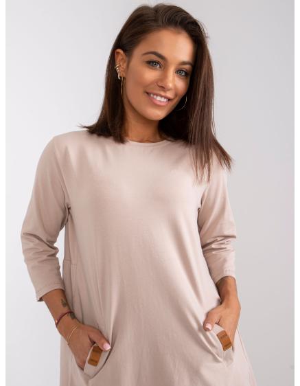 Dámské šaty s kapsami DALENNE světle béžové 