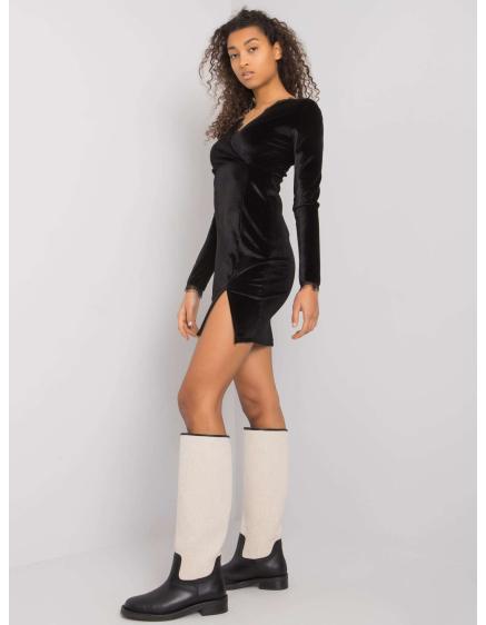 Női ruha résszel Simmae RUE PARIS fekete Simmae RUE PARIS fekete