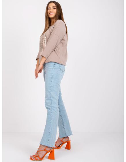 Női blúz SARA applikációval sötét bézs színben