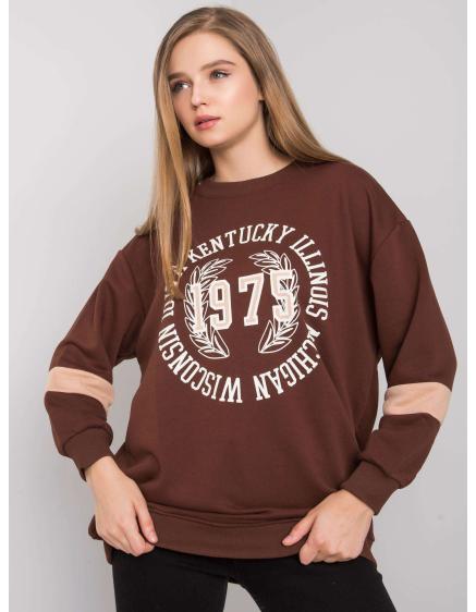 Női oversize print pulóver KATE sötétbarna