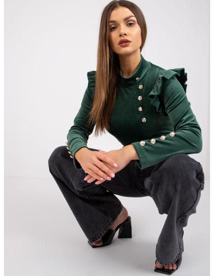 Női blúz fodrokkal CAPRI sötétzöld