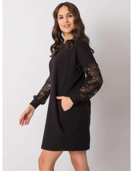 Alexxie RUE PARIS fekete női ruha csipke ujjakkal