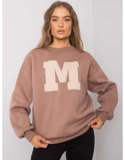 Női pamut kapucnis pulóver ARMELLE sötét bézs