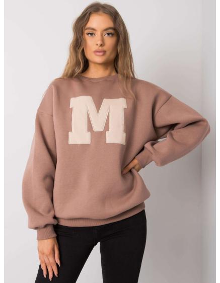 Női pamut kapucnis pulóver ARMELLE sötét bézs