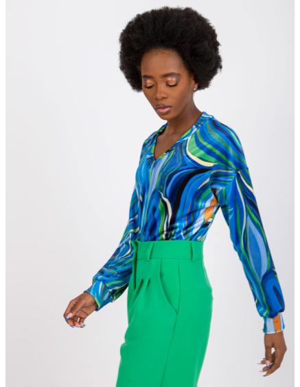 Női blúz nyakkivágással EVERLINE kék