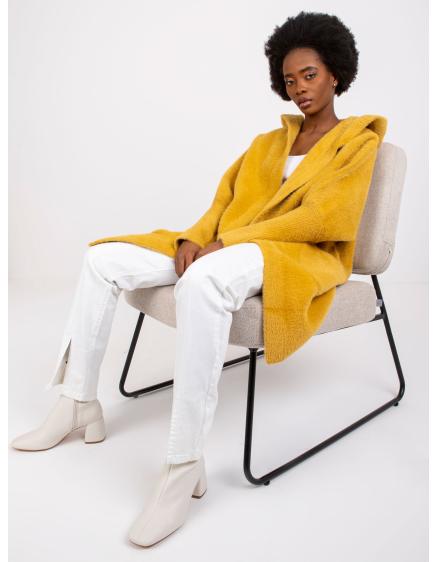 Dámsky kabát z alpaky s vreckami CAROLYN žltý