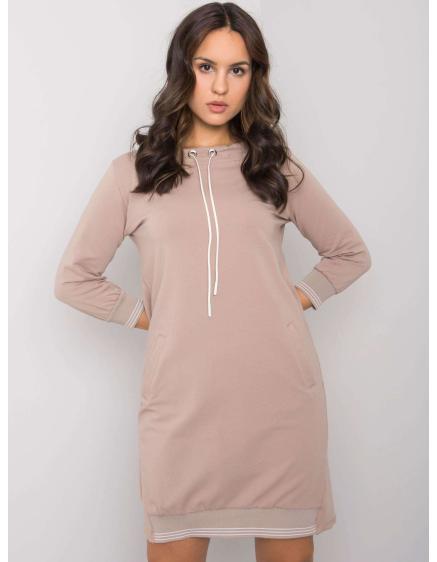 Dámske bavlnené šaty Sinead RUE PARIS tmavo béžové