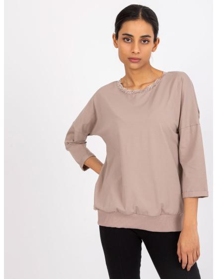 Női blúz hátkivágással Violeta RUE PARIS sötétbézs sötét bézs