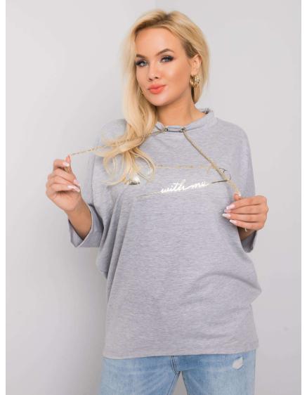 Női nyomtatott blúz melange plus size ARAH szürke