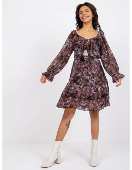 Női fodros ruha Regina OCH BELLA barna