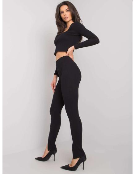 Dámske nohavice s rozparkom Grace RUE PARIS čierne