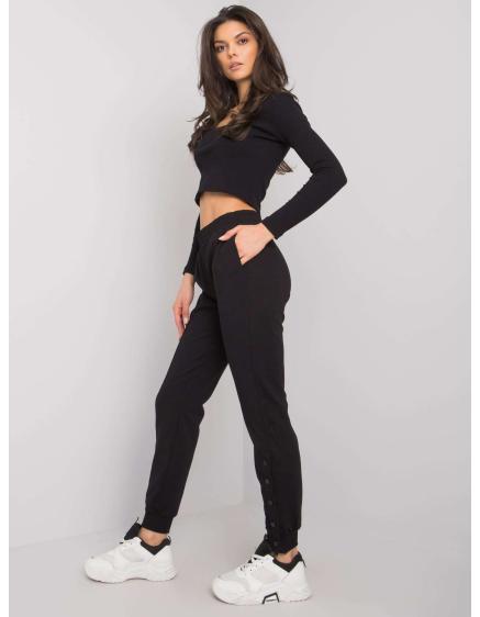 Dámské tepláky s knoflíky Cindy RUE PARIS černé 