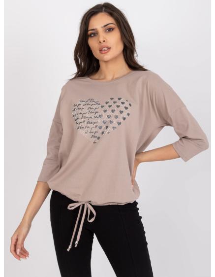 Női pamut blúz BLINDY sötét bézs színű