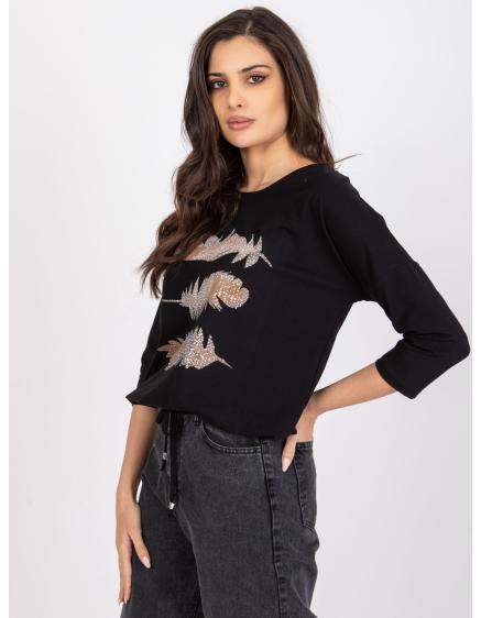 Női blúz bordázott derékkal ANISAfekete