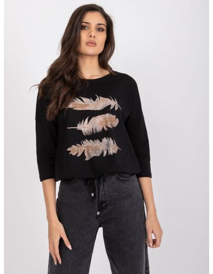 Női blúz bordázott derékkal ANISAfekete