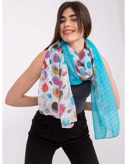 Női sál JAKE kék és fehér nyomtatással