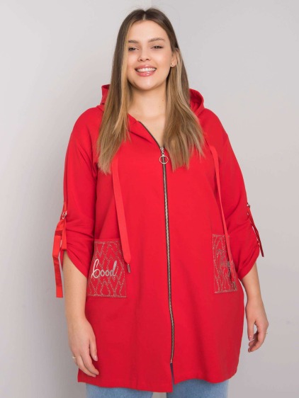 Dámska plus size ZURICH červená mikina na zips