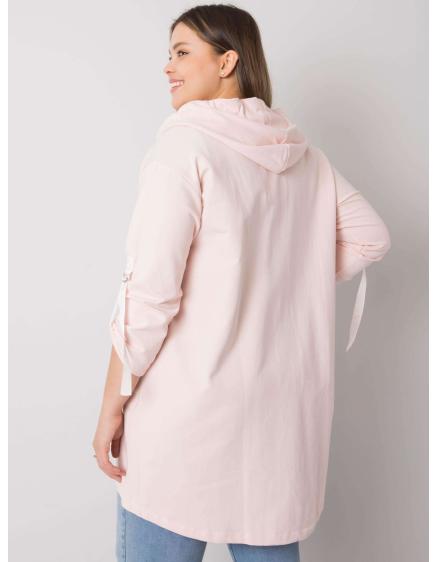 Női plus size ZURICH világos rózsaszín cipzáras kapucnis pulcsi