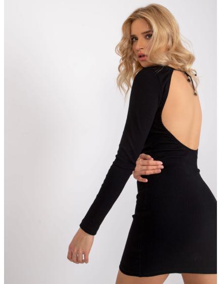 Női nyitott hátú csíkos ruha Malta RUE PARIS fekete