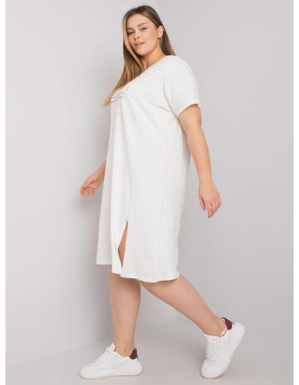 Női plus size ruha LUCY ecru színű, hasított résszel