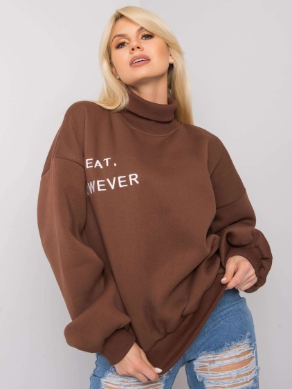 Dámská mikina s kapucí oversize KELLY hnědá 