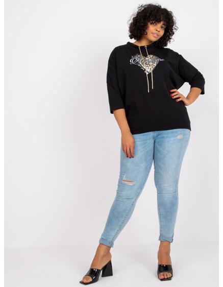 Női plus size blúz strasszkövekkel AILEEN fekete