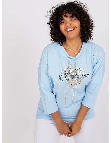 Női plus size blúz strasszkövekkel AILEEN kék