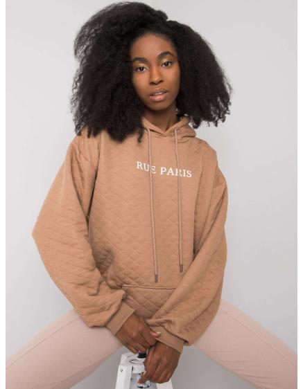 Női steppelt kapucnis pulóver Hanna RUE PARIS barna