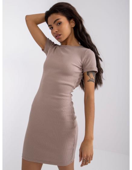 Női rövid ujjú ruha Nora RUE PARIS sötétbézs sötét bézs