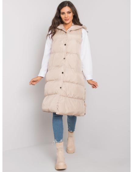 Női steppelt kapucnis mellény CHASE bézs színű