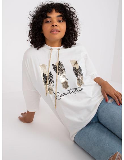 Női blúz nyakkendővel RONNIE ekrü színben