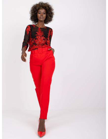 Dámske nohavice s opaskom elegantné GIULIA červená