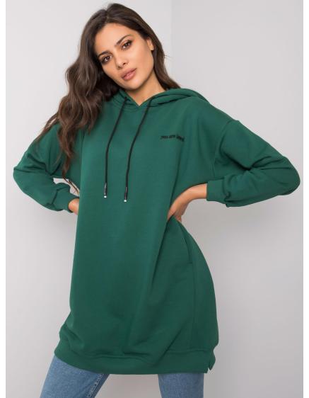 Női pulóver zsebekkel INDIRA sötétzöld