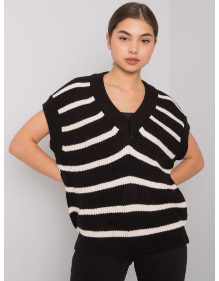 Női kötött mellény JOSELITA fekete és krém színű