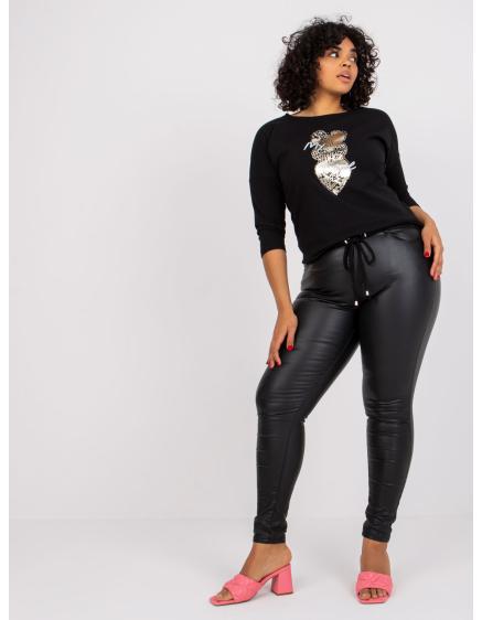 Női nyomtatott plus size pamut blúz SAMMY fekete