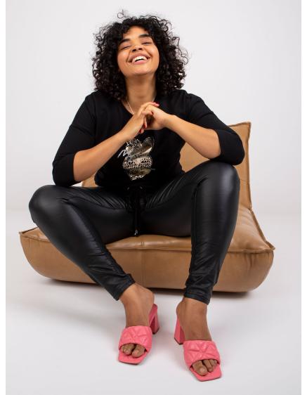 Női nyomtatott plus size pamut blúz SAMMY fekete