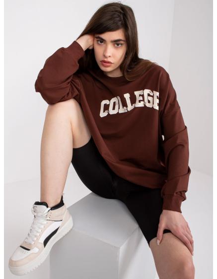 Női nyomtatott pulóver JESSICA sötétbarna