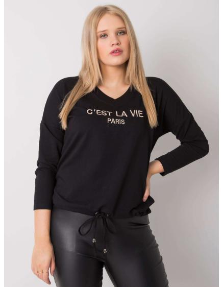 Női nyomtatott plus size blúz SHERILYN fekete