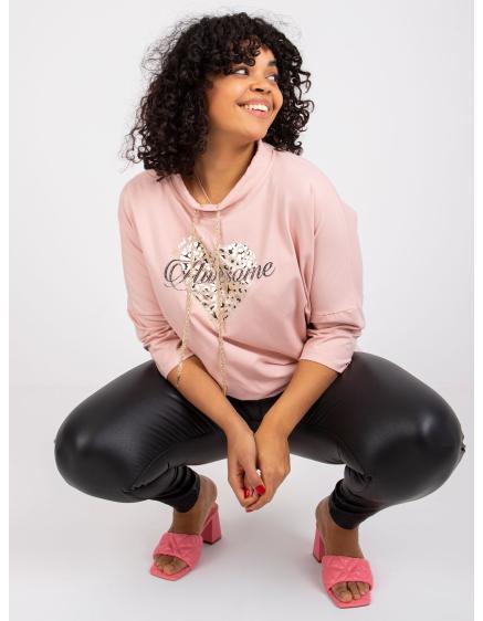 Női plus size pamut blúz AILEEN rózsaszínű