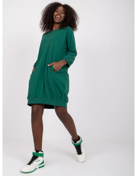 Dámské šaty s pásem SALOU tmavě zelené 