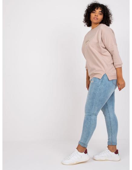 Női blúz strasszkövekkel CORDELIA plus size világos bézs színben