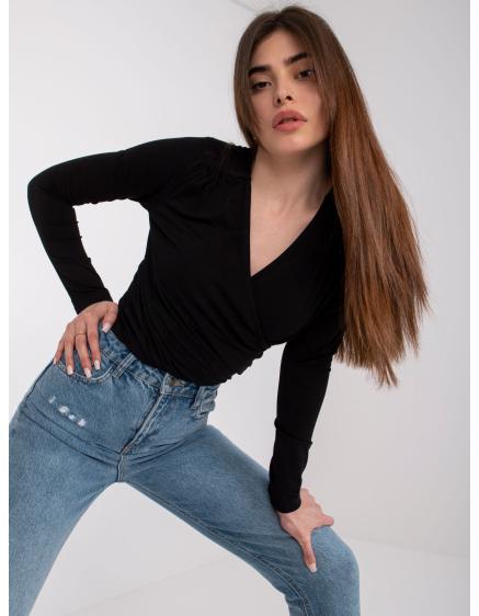 Női blúz borítékolt nyakkivágással ALICANTE fekete