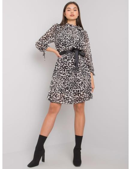 Női nyomtatott ruha Evanston OCH BELLA ecru-fekete