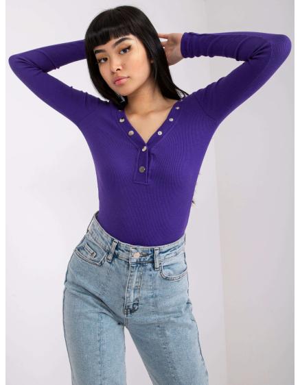 Női bordázott blúz Tracy RUE PARIS sötétlila