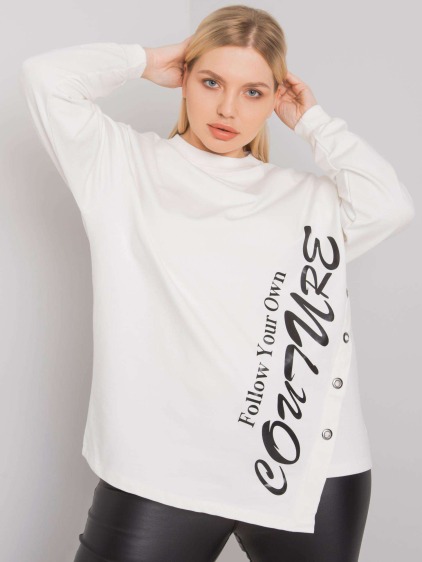 Női aszimmetrikus plus size blúz ELFRIEDE ekrü színben