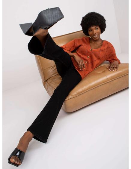 Elisabete RUE PARIS női gombos pulóver Sötét narancssárga